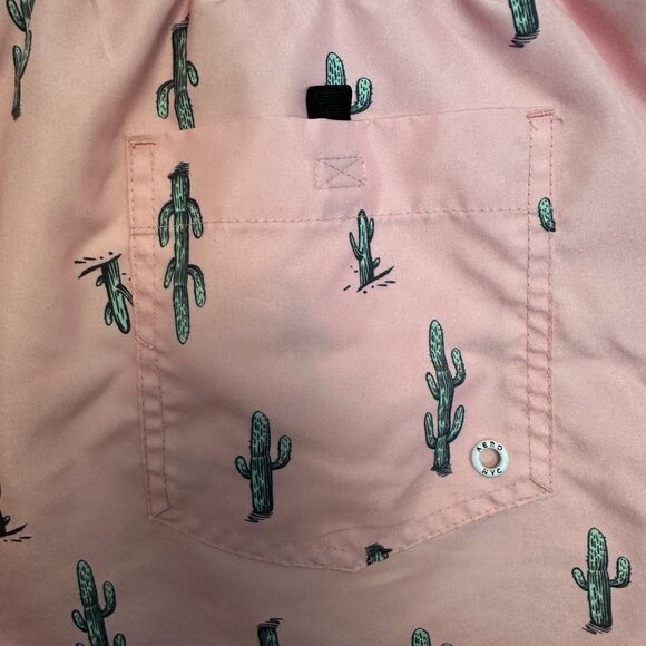 Aeropostale Mens Swim Trunks Medium, Pink with Green Cactus Patt - Picture 4 of 8